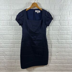 Badgley Mischka Navy Taffeta Beaded Dress NWT 10